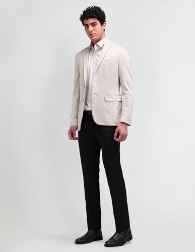Image of Arrow Knitted Mens Blazer - Self-Design Striped Pattern, Five Pockets, Double-Vented Back Hem Stylish Blazer for Men