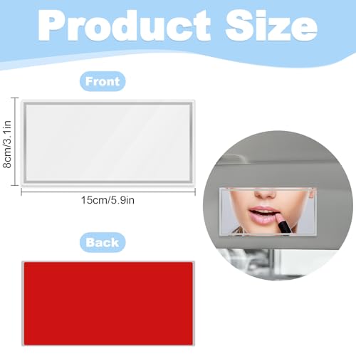 2 Stück Auto Spiegel, HD Make-up, Tragbarer Selbstklebender Sonnenblende Spiegel,Universeller für Autositzlehne Auto-Innen-Kosmetikspiegel,15x8cm