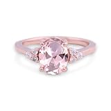 Oval Shaped Morganite Diamond Ring Rose Gold Engagement Ring Delicate Bridal Ring Art Deco Women Jewelry Statement Gift For Her Stackable Promise Ring BY ABEST JEWELRY