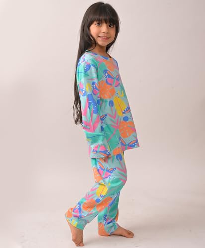 Image of Anthrilo Girls Pure Cotton Printed Pajama Set | Sleepwear | Sleepwear | Long Sleeve T-Shirt & Pajamas | Regular Wear | 0-14 Years