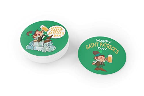 St Patricks Day Paper Drink Coaster - Funny Round...