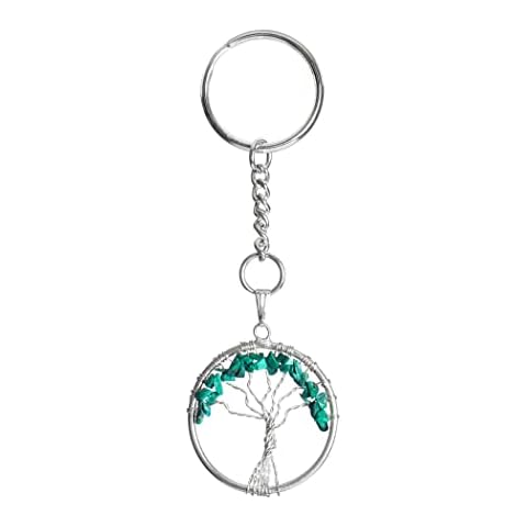 ABHISUBYA Malachite Crystals - Keyrings & Keychains - Good Luck Charm - Tree of Life - Crystal Key Ring - Crystals and Gemstones - Car Keyring - Keyring Accessories - Spiritual Gifts Cover