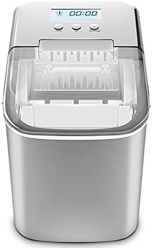GYMAX Ice Maker Machine, 2.1L Ice Maker Countertop Ready in 7 Mins, Make 12kg Ice in 24 Hrs, Counter Top Ice Machine with Scoop & Removable Basket for Home Office (Silver)