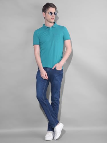 Image of Dollar Men's Pack of 1 Solid Cotton Blend Polo Neck T-Shirt
