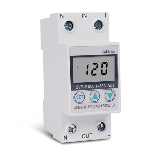 110V 120V 63A LCD Display Automatic Circuit Breaker Adjustable Voltage Current Surge with Watt Power Meter 1pcs