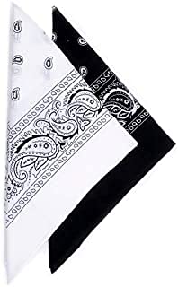 PAROPKAR 2 Pack Bandanas for Men & Women Boys and Girls Novelty Print Paisley Bandana Headband Scarf Handkerchiefs Wristband Cowboy Neckerchief Head Wrap Face Mask Gift Sets, (Black White)