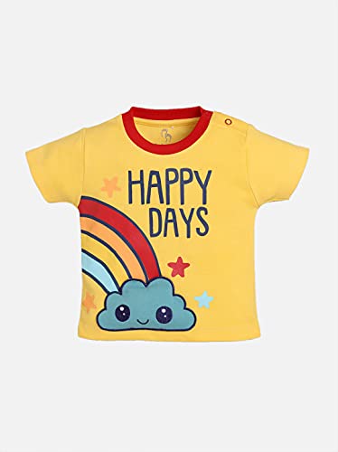 Image of BABY GO 100% Pure Cotton Kids T-Shirt &Shorts for Baby Boys (3-6 Months, YELLOW)