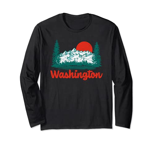 Retro Washington Vintage 80s State Pride Graphic Manga Larga