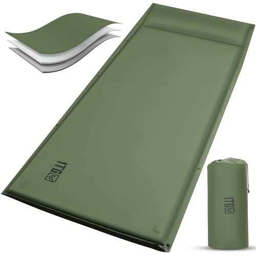 1TG Tactical Esterilla Camping Autoinflable, Colchoneta Camping Ultraligera 200x70cm, Colchonetas para Dormir Silencioso, Colchón Camping Ideal para Exteriores, Mochileo y Camping en Coche