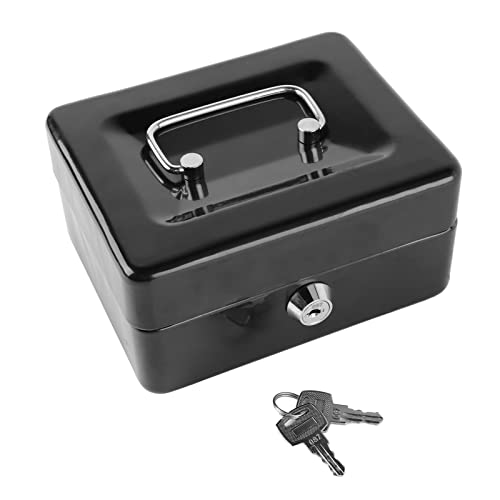 Tresor mit Schlüssel, Kleine Metall Geldkassette, Sichere Tragbare Kleine Metallbox mit Münzfächern Geldkassette Tresor Möbeltresor Abschließbar für Persönliche Gegenstände Geld Schmuck Wertsachen