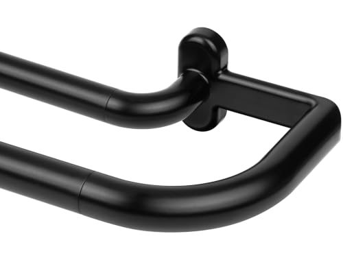 TONIAL Double Curtain Rods 32 to 58 Inch, Wrap Around Drapery Rod, Black