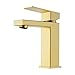KES Brushed Gold Bathroom Faucet Single Hole Modern Vanity Faucet Single Handle Bathroom Sink Faucet Stainless Steel, L3156ALFF12-BZ