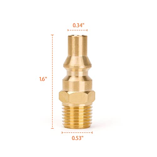 Stanbroil Propane Brass Quick Connect Fitting Adapter- Full Flow Male Plug X 1/4" Male Npt For Rv Portable Bbq #TOP1