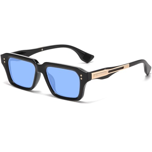 Image of AIEYEZO Rectangle Sunglasses for Men Women Fashion Square Frame Sun Glasses 90's Retro Designer Shades