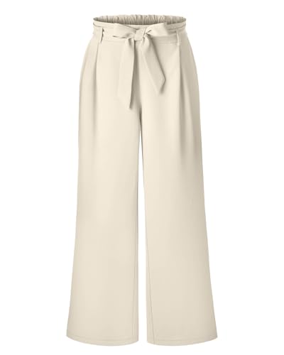 Women's Plus Size Wide Leg Dress Pants High Waist Palazzo Adjustable Knot Casual Business Trousers with Pockets2
