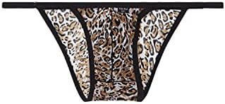 COMLIFE Men's Half Back Coverage Thongs Underpanties Animal Print Leopard