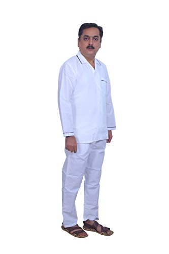 Image of Emperor Men's Cotton Plain /Solid Night Suit Pack of 1 (NTS White 46)