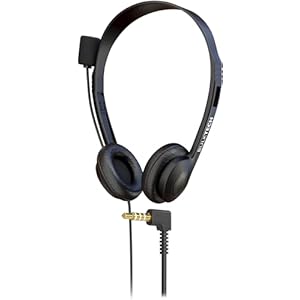 1 Pack Wired On-Ear Leather Headsets with Boom Microphone and 3.5mm Connector, Black