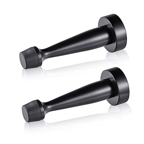 QOGRISUN 2 Pack Solid Brass Door Stops, Black Door Stopper, Wall Protector