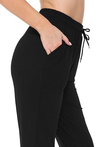 Leggings Depot Womens Classic Jogger Pants - Track Cuff Sweatpants with Pockets, Black, Large - Image 5