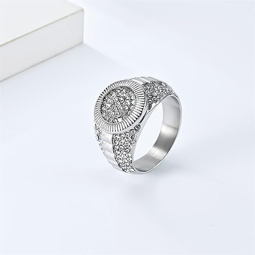 PAURO Anello Uomo Vintage Corona In Acciaio Inossidabile Con Zirconia Cubica - Stile Hip Hop
