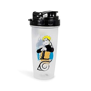 JUST FUNKY Naruto Shippuden Plastic Shaker Bottle | Portable Blender For Shakes And Smoothies | BPA-Free Drink Mixer Shaker Bottle With Blender Piece | Holds 20 Ounces
