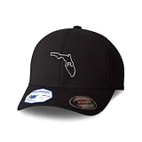 Flexfit Cap for Men & Women Embroidered Florida State Map Fl Embroidery Flexfit Hats Baseball Caps Large XLarge Black Design Only