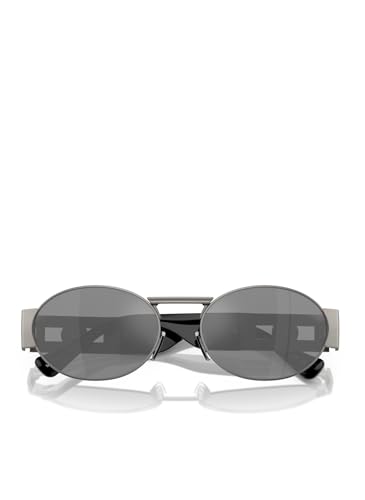 Versace Unisex Sunglasses Matte Gunmetal Frame, Grey Mirror Silver Lenses, 56MM4