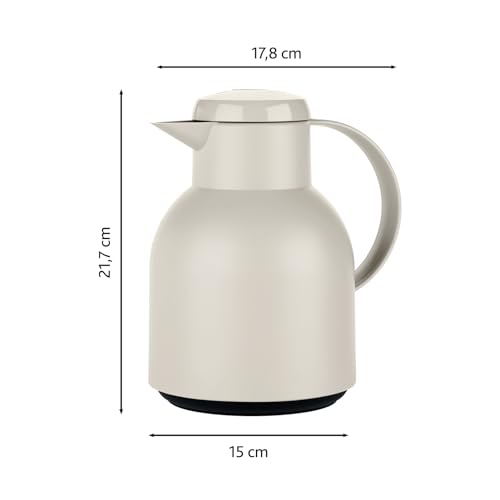 Foto von Emsa Samba Isolierkanne F40104 | 1 Liter | Quick Press Verschluss | 100% dicht | 12h heiß, 24h kalt | Puder Grau