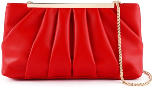 Image of Clutch Purse Dressy Pleated Formal Evening Bag Simple Classy Handbag for Women