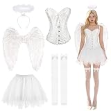 Shengruili Engel Kostüm,Engel und Teufel Flügel Kostüm,Engels Flügel Kostüm,Engel Kostüm Damen mit Heiligenschein,Engelsflügel Schwarz Engel Flügel für Halloween Karneval Cosplay Party