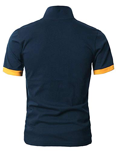 GHYUGR Mode Polo Homme Manche Courte Casual T-Shirt Slim Fit Broderie Tops M-3XL,Bleu 1,L - Image 3