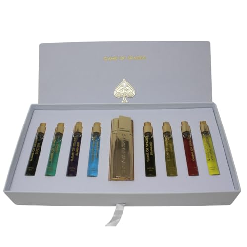 Image of JO Milano Game of Spades 9-Piece Mini Parfum Set for Men & Women - Includes Boston, Moon, Blind Bid, Full House, Diamond, Gold, Ruby, Yellow Sapphire & High Roller (0.33 oz Each