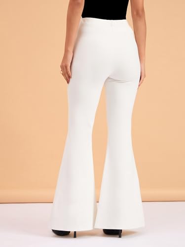 Image of barcino White 4-Way Stretch Bootcut Flared Trousers