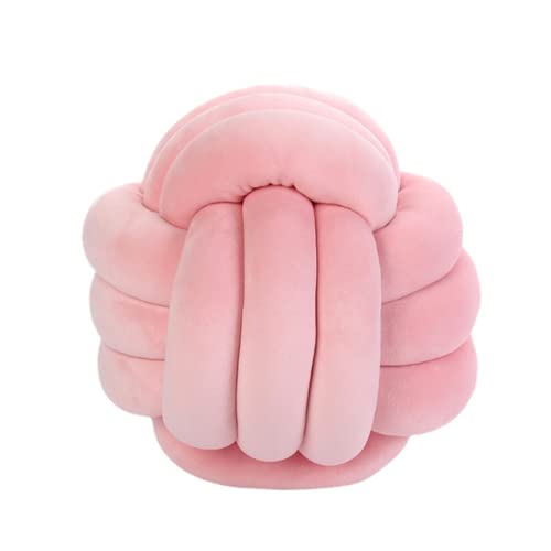 DongAi Round Throw Pillow Cushion Home Decoration Plush Pillow，Round Knot Ball Cushion Pillows，Suitable for Christmas Decoration Plush Pillow Photography Props (Pink)