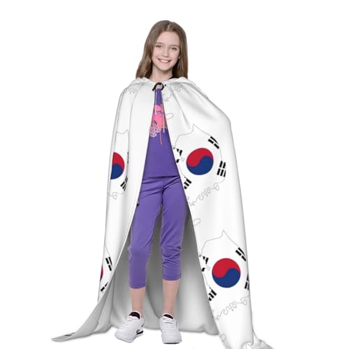 Cape à capuche avec imprimé drapeau Corée robe de bal masqué