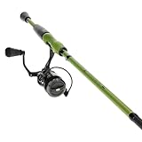 Lew's MACH 2 Spinning Reel and Fishing Rod Combo, IM8 Graphite Blank Fishing Rod, Right or Left-Hand Retrieve, Winn Dri-Tac Ultra Handle, Black/Green