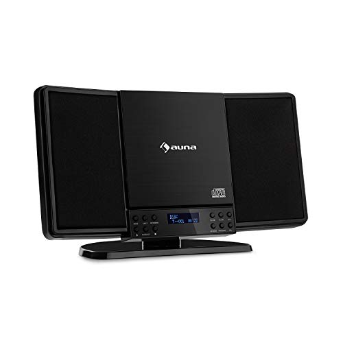 auna V14-DAB - Equipo est�reo Vertical, Bluetooth, Radio FM, Dab+, Reproductor de CD, Display, Entrada AUX, Temporizador de Apagado, Apto para Montar en Pared, Antena, Mando a Distancia, Negro