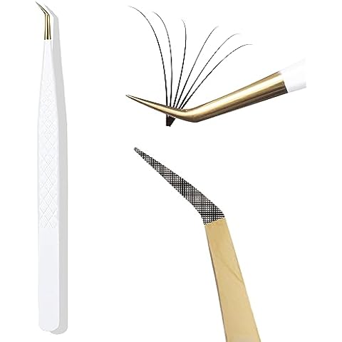 Camillash Fiber Tip Lash Tweezers For Eyelash Extension,Best Volume Professional Tech Tweezers,Artist Boot Isolation Fanning Nano Grip Precision Tools Supplies 90 45 Degree White(Isolation) Cover