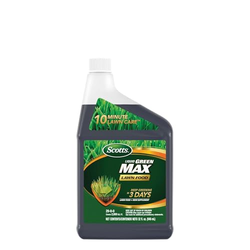 Scotts Liquid Green Max Lawn Food Refill, Lawn Fertilizer and Iron Supplement, for Any Grass Type, 29-0-0, 32 fl. oz.