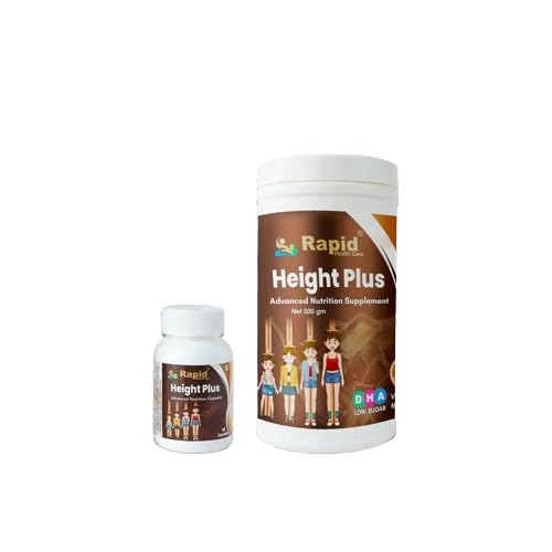 Height Plus Ayurvedic Height Increase Powder & Capsules - Boost Growth, Immunity, Brain Health, & Energy