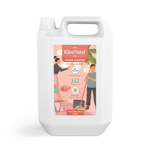 Kleenest 5L Natural Floor Cleaner (Floral Wave) | Removes 99.9% Germs | Plant-Based, Non-Toxic, Kids & Pet Safe | For Tile, Marble, Granite & Wooden Floors | Fresh Floral Fragrance | Concentrated