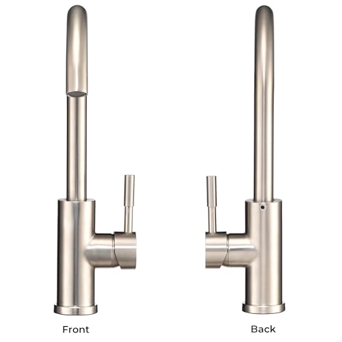 Image of Dura Faucet DF-MK531LK-SN RV Gooseneck Kitchen Faucet (Satin Nickel) | Streamline gooseneck kitchen faucet for RV and camper galleys. Brushed Satin Nickel finish. Easy DIY install.