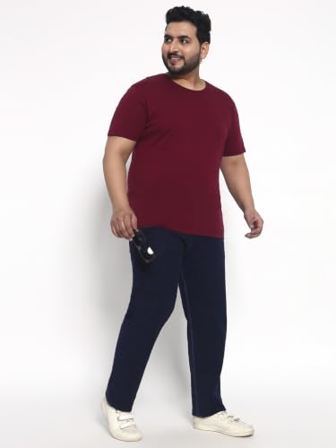 Image of Cotton Comfort Fit Jeans for Men | Full-Length Solid Denim Pants with Button Closure, Embroidered Design, Mid-Rise Casual Trousers for Daily | Classic Jeans for Office Bottoms (DI-249)