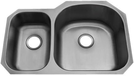 CI LE-297BR 18 Gauge Regal Reversed Stainless Steel 30-70 Double Bowl Sink