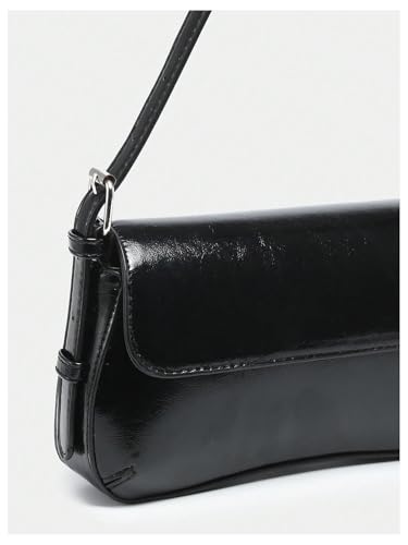 Image of Verdusa Women's Y2K Trendy Purse Boho Bags Faux Oiled Leather Tote Handbag Flap Underarm Shoulder Bag