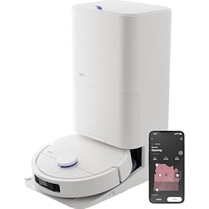 AEG AR81UW3SW Saugroboter mit Wischfunktion, LiDAR und KI‑Navigation, Präzise Hinderniserkennung, bis zu 208Min, All‑in‑One‑Station-automati... Entleerung, Selbstreinigung und -trocknung 65°C, Weiß