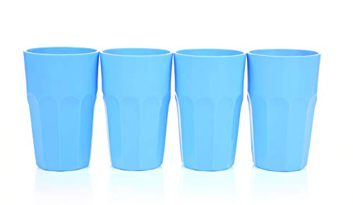 Mintra Home Unbreakable Drinking Cups and Tumblers 4PK - Shatterproof, BPA Free, Reusable, Party Cups, BBQ, Colorful Set, indoors and outdoors (Blue, Large - 15oz)