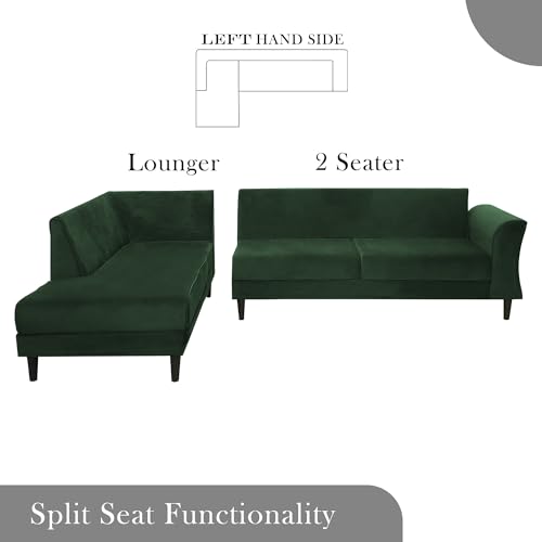 Image of Gratly LHS 4 Seater L Shape Sofa Set for Living Room (Green Colour) Premium Fabric Sofa