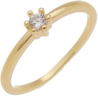 Anel Solitário Delicado com Zircônia Folheado em Ouro 18k